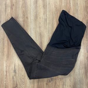 NEW Madewell Maternity Skinny Jeans Gray Wash Distressed Raw Hem Size 34